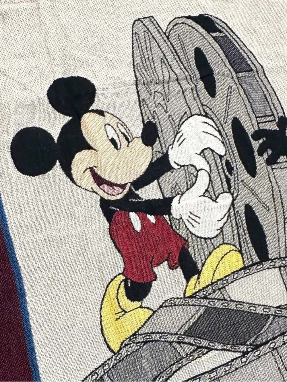 Disney 75 Years With Mickey Woven Tapestry Throw 100% Cotton USA NOS Collectible